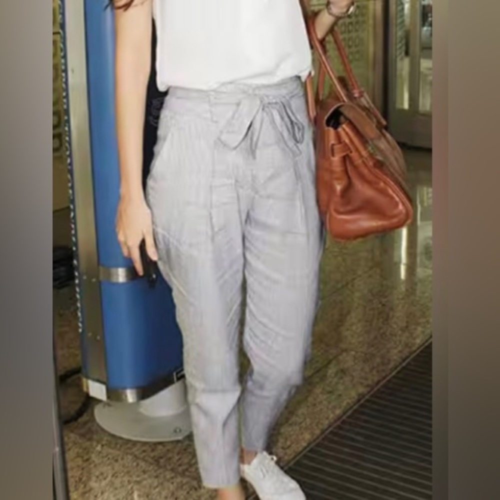 Lou & Grey Belted Button Down Fly Linen Pants